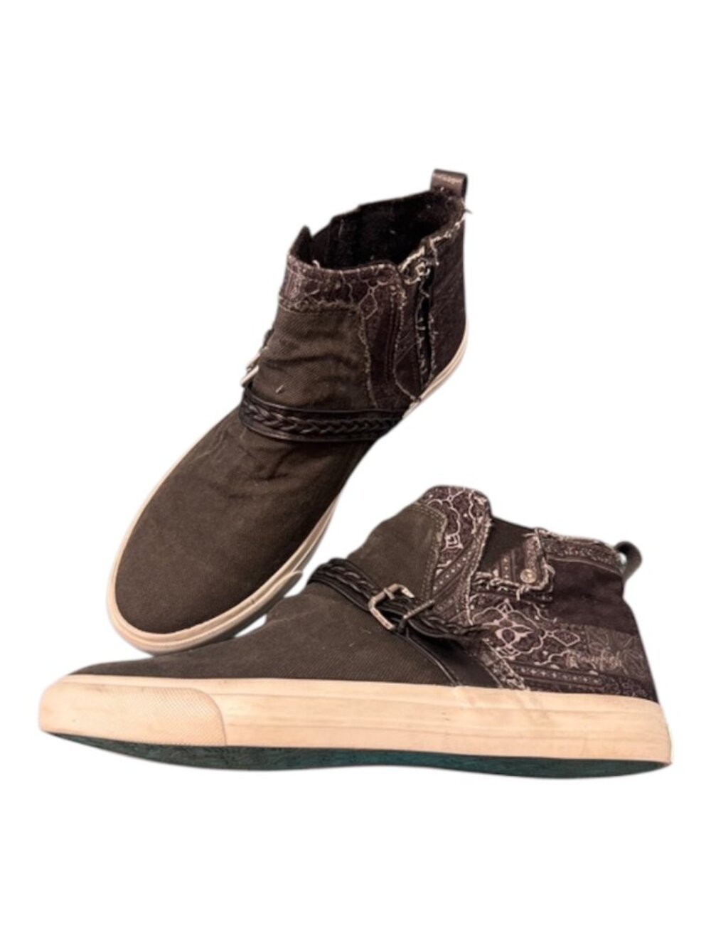 Blowfish Malibu-Mystee Sneakers Women's Size 9 Gray/Black Paisley Patch Hi-Top